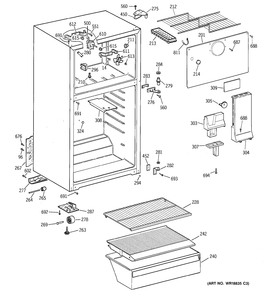 CABINET Diagram and Parts List for STS15ABMERWW  General Electric Refrigerator