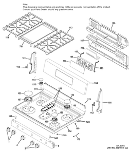 CONTROL PANEL & COOKTOP Diagram and Parts List for JCGB700DEJ1BB  General Electric Range