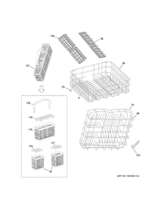 Rack Assemblies Diagram and Parts List for GLDA690F00BB  General Electric Dishwasher