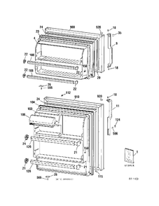 DOORS Diagram and Parts List for MTS16BBMFRWW  General Electric Refrigerator