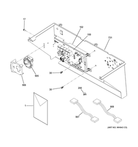 Controls Diagram and Parts List for GTUP240GM6WW  General Electric Washer Dryer Combo