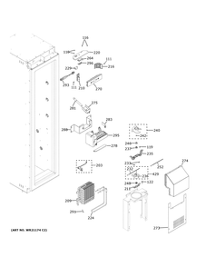 Freezer Section Diagram and Parts List for ZIF361NPRCII  General Electric Refrigerator