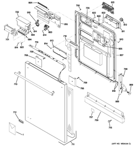 ESCUTCHEON & DOOR ASM Diagram and Parts List for ZBD6920P30SS  General Electric Dishwasher