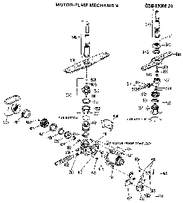 Motor-pump Assembly Diagram and Parts List for GSD830M-20  General Electric Dishwasher