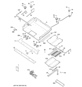 Gas & Burner Parts Diagram and Parts List for JGB640SEF2SS  General Electric Range