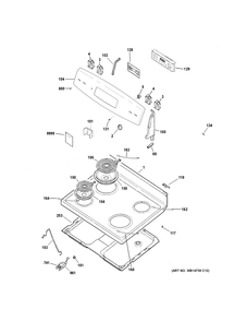CONTROL PANEL & COOKTOP Diagram and Parts List for JB255DJ4BB  General Electric Range
