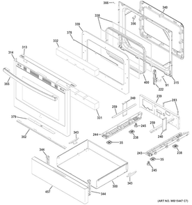 Door Diagram and Parts List for JGB700SEJ1SS  General Electric Range