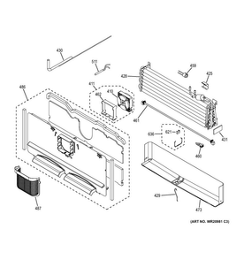 Freezer Section Diagram and Parts List for GNE26GMDGES  General Electric Refrigerator