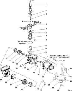 PUMP & MOTOR ASM. Diagram and Parts List for GSB9939SE117  General Electric Dishwasher