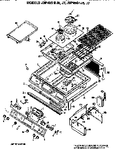 Top Diagram and Parts List for JSP48GJ6  General Electric Range