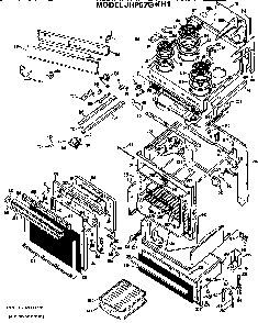 Body Diagram and Parts List for JHP67G*H1  General Electric Range