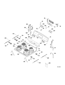 CONTROLS & COOKTOP Diagram and Parts List for JCBP25DP1WW  General Electric Range
