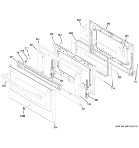 Lower Door Diagram and Parts List for PGB980ZEJ1SS  General Electric Range