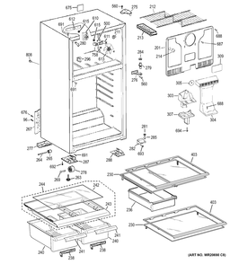 CABINET Diagram and Parts List for GTK17JBDDRBS  General Electric Refrigerator