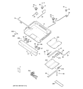 Gas & Burner Parts Diagram and Parts List for JGB620DEF1BB  General Electric Range