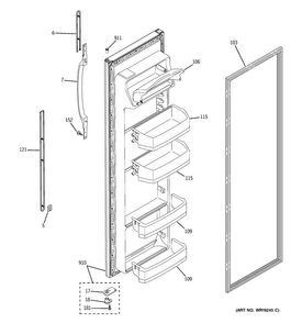 Fresh Food Door Diagram and Parts List for GSS22IFPACC  General Electric Refrigerator