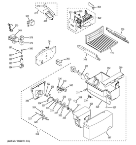 ICE MAKER & DISPENSER Diagram and Parts List for GSH25JGDEBB  General Electric Refrigerator