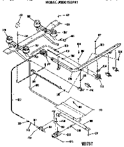 Burner Assembly Diagram and Parts List for JGBC15GPK1  General Electric Range