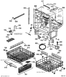 BODY PARTS Diagram and Parts List for 400850  General Electric Dishwasher