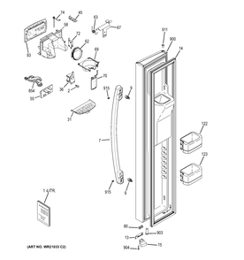 FREEZER DOOR Diagram and Parts List for PSE26KSEFESS  General Electric Refrigerator