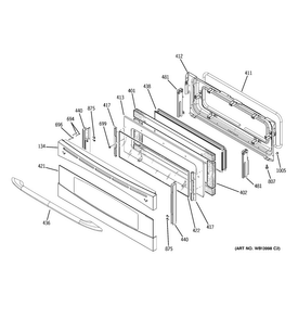 Upper Door Diagram and Parts List for PCB975SP1SS  General Electric Range