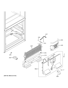 Freezer Section Diagram and Parts List for GBE21DGKNRBB  General Electric Refrigerator