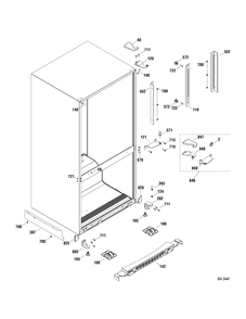 CABINET PARTS 1 Diagram and Parts List for GBSC0HBXAEWW  General Electric Refrigerator