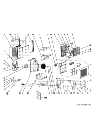 Room Air Conditioner Diagram and Parts List for AEE12DTL3  General Electric Air Conditioner