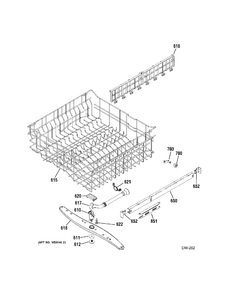UPPER RACK Diagram and Parts List for PDW8281J00SS  General Electric Dishwasher