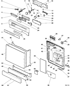 DOOR & ESCUTCHEON PARTS Diagram and Parts List for GSB9930VG119  General Electric Dishwasher