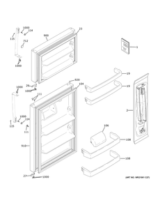 Doors Diagram and Parts List for GTS17GSNMRSS  General Electric Refrigerator