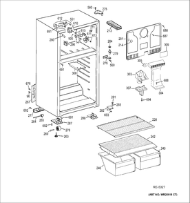 CABINET Diagram and Parts List for MTS18BBDJRWW  General Electric Refrigerator