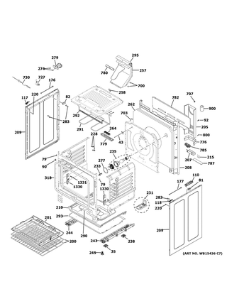 Body Parts Diagram and Parts List for P2B940SEJ7SS  General Electric Range