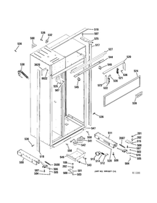 CASE PARTS Diagram and Parts List for ZIS420NRK  General Electric Refrigerator
