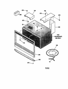 Microwave Enclosure Diagram and Parts List for 91147699100  Kenmore Microwave
