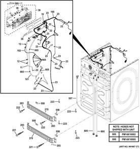 Cabinet Diagram and Parts List for GFWS2600F2WW  General Electric Washer