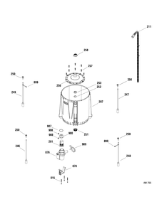 TUB GROUP Diagram and Parts List for MERE1065H1WW  General Electric Washer