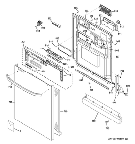 Escutcheon And Door Asm Diagram and Parts List for GSRC3KLZBFWW  General Electric Dishwasher