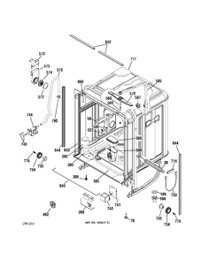 BODY Diagram and Parts List for PDW8281J00SS  General Electric Dishwasher