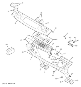 Control Panel Diagram and Parts List for JS750EF1ES  General Electric Range