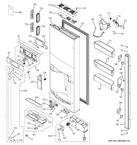 Dispenser Door Diagram and Parts List for CYE22TSHGSS  General Electric Refrigerator