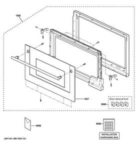 Door Parts Diagram and Parts List for ZSC1001J1SS  General Electric Microwave