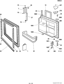 FREEZER DOOR Diagram and Parts List for PTC22LFDARWW  General Electric Refrigerator