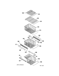 FZ SHELVES Diagram and Parts List for ZFSB25DTBSS  General Electric Refrigerator