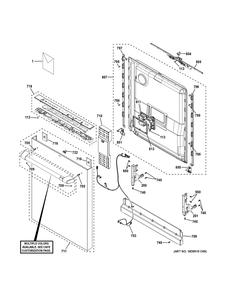 Escutcheon And Door Assembly Diagram and Parts List for CDT828P2V3S1  General Electric Dishwasher