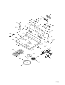 CONTROL PANEL & COOKTOP Diagram and Parts List for PCB969SR2SS  General Electric Range