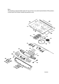 CONTROL PANEL & COOKTOP Diagram and Parts List for PCS968DR3WW  General Electric Range