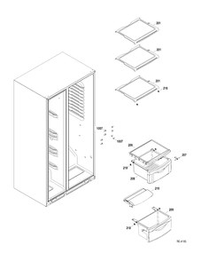 FF SHELVES Diagram and Parts List for GSRC5KLZAFBB  General Electric Refrigerator