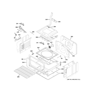 Lower Oven Diagram and Parts List for CHS950P2M9S1  General Electric Range