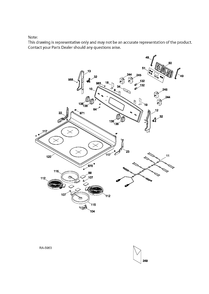 CONTROL PANEL & COOKTOP Diagram and Parts List for JCBS630SF3SS  General Electric Range